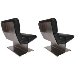 Paire de chaises longues et pouf de Paul Geoffroy pour Uginox:: France:: 1970
