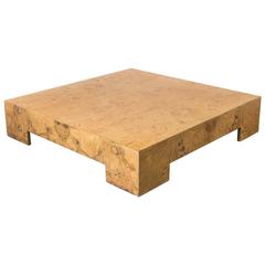 Square Burl Wood Coffee or Cocktail Table by Milo Baughman