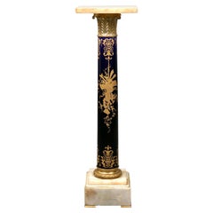 Late 19th Century Gilt Bronze Mounted Onyx and Sèvres Style Pedestal
