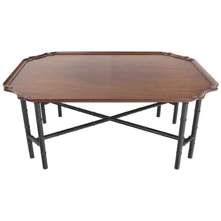 Faux Bamboo Tray Top Rectangle Coffee Table by Kittinger ...