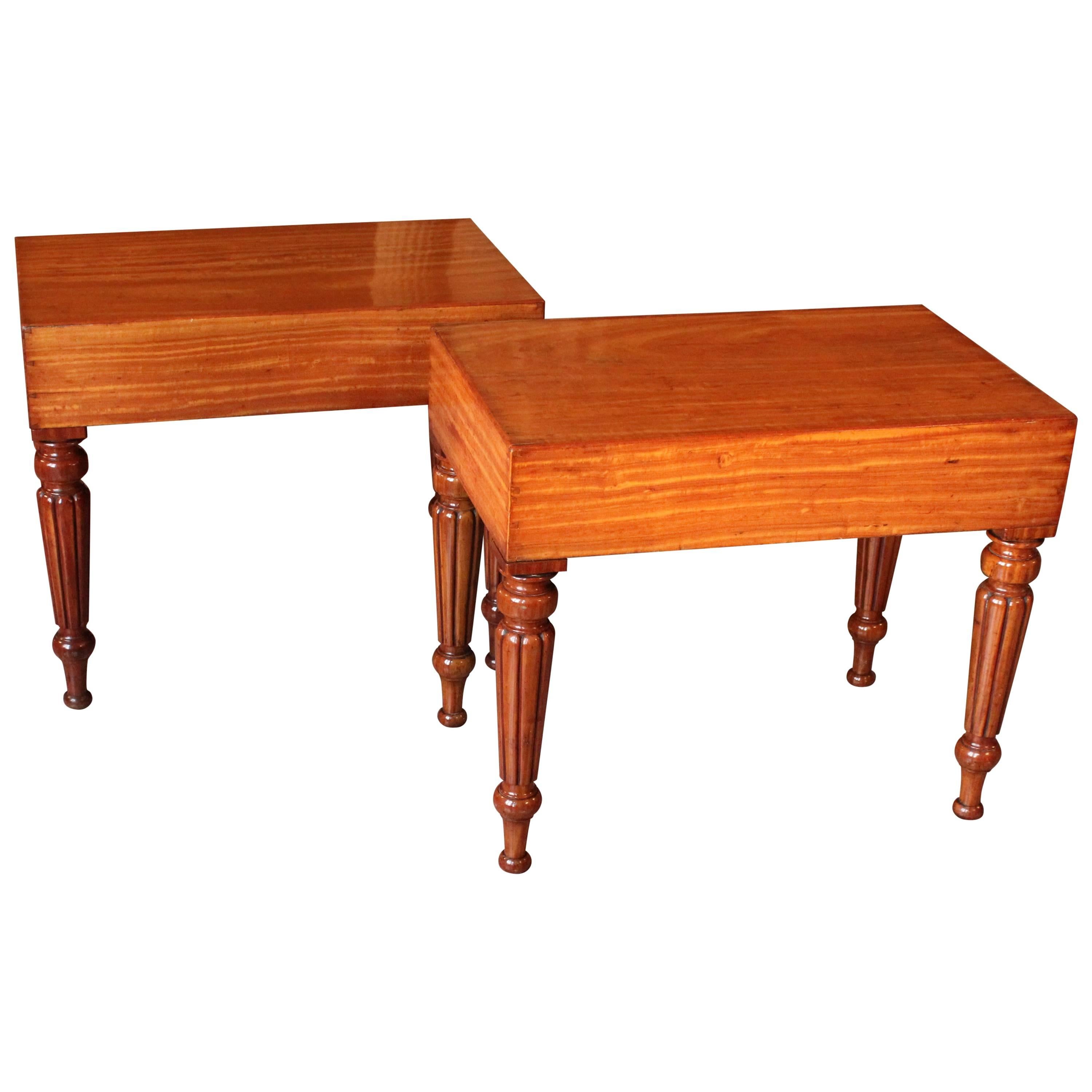 Rare Pair of Gillows Satinwood Bidets Now Converted with Baize Linings For Sale