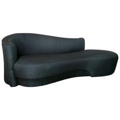 Sensuous Black Serpentine Sofa in the Style of Vladimir Kagan