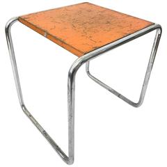 Seltener orangefarbener B9-Tisch, Marcel Breuer Thonet Bauhaus