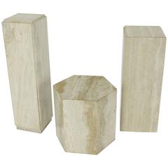 Travertine Marble Pedestal Hexagon Square Tower Shape