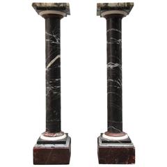 Pair of 19th Century French Empire Marble Column Pedestals