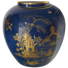 Vintage Carlston Ware Globe Shape Cobalt Blue Vase Gold Decorated
