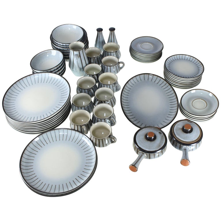 Denby MidCentury Modern Dinnerware Set Dishes Plate Soup Bowls at 1stDibs