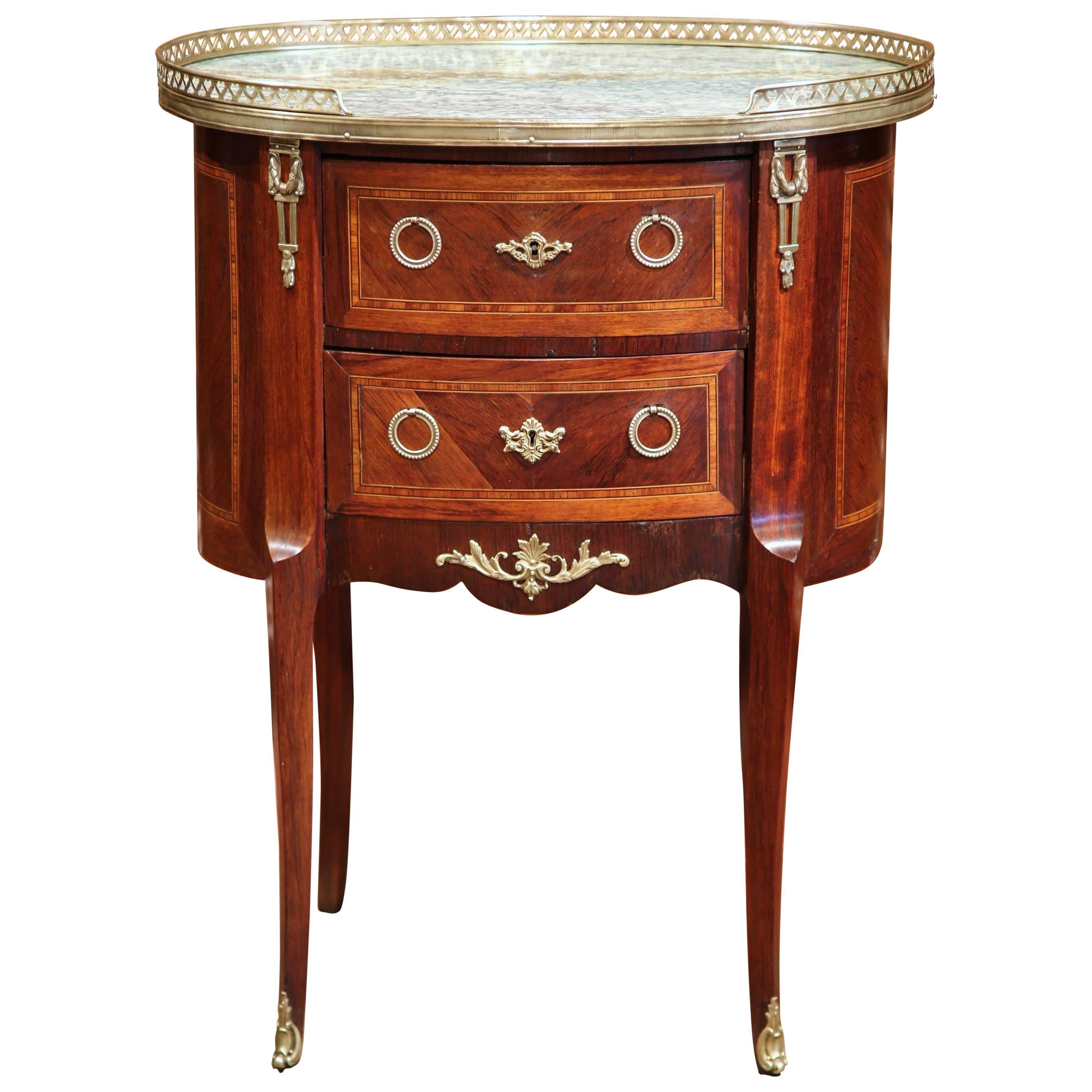 19th Century French Louis XV Rosewood Commode with Marble Top and Bronze Mounts