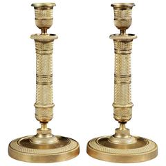19th Century Charles X Gilt Bronze Candlesticks 11