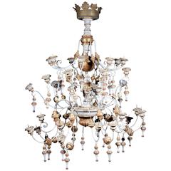 20th Century Monumental Italian Gilt and Polychrome Thirty-Two-Light Chandelier