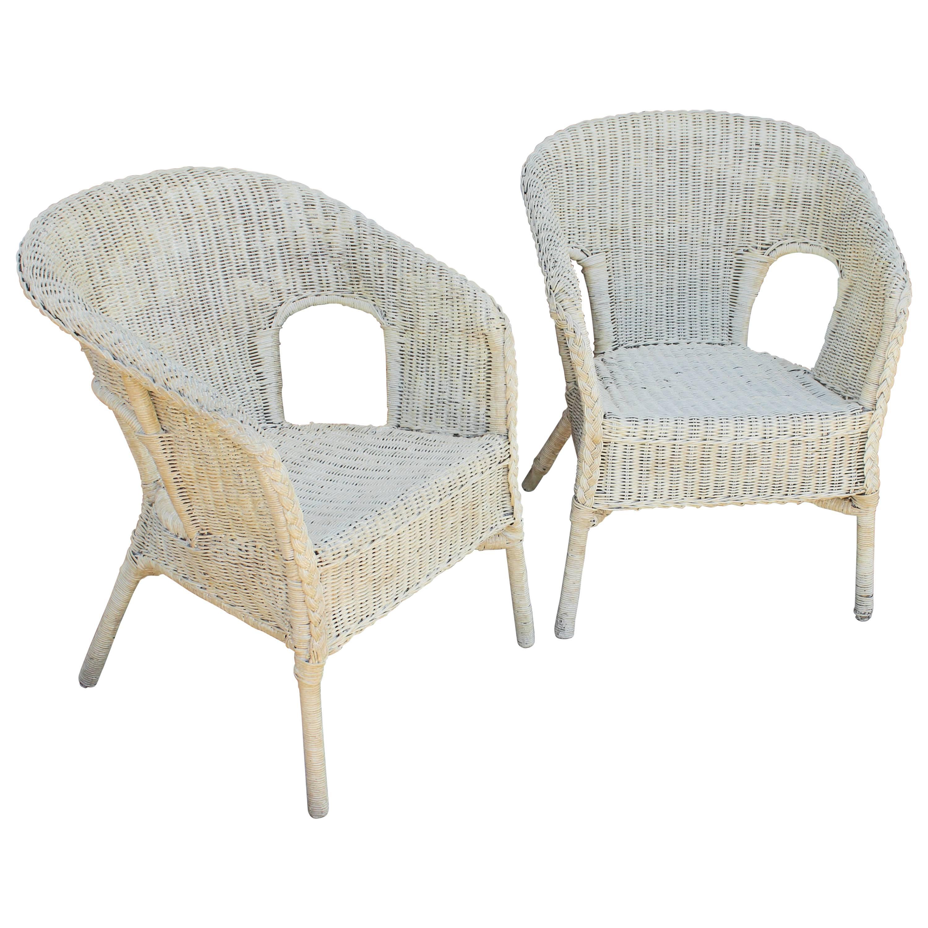 Pair of Mid-Century Bar Harbor Wicker Chairs