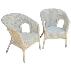 Vintage Pair of Mid-Century Bar Harbor Wicker Chairs