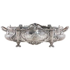 jardiniere ou jardinière Louis XVI en argent du 19ème siècle signée Victor Saglier