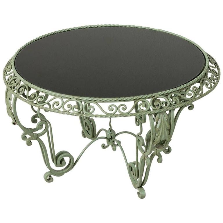 MidCentury French Hand Iron Coffee Table Garden Table Black