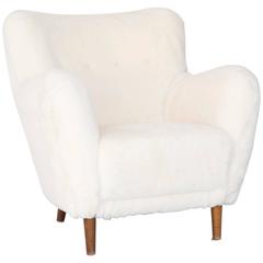 Model 1669 White Sheepskin Fritz Hansen Easy Chair