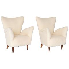 Pair of 1950s Italian Sheepskin Lounge Chairs 2