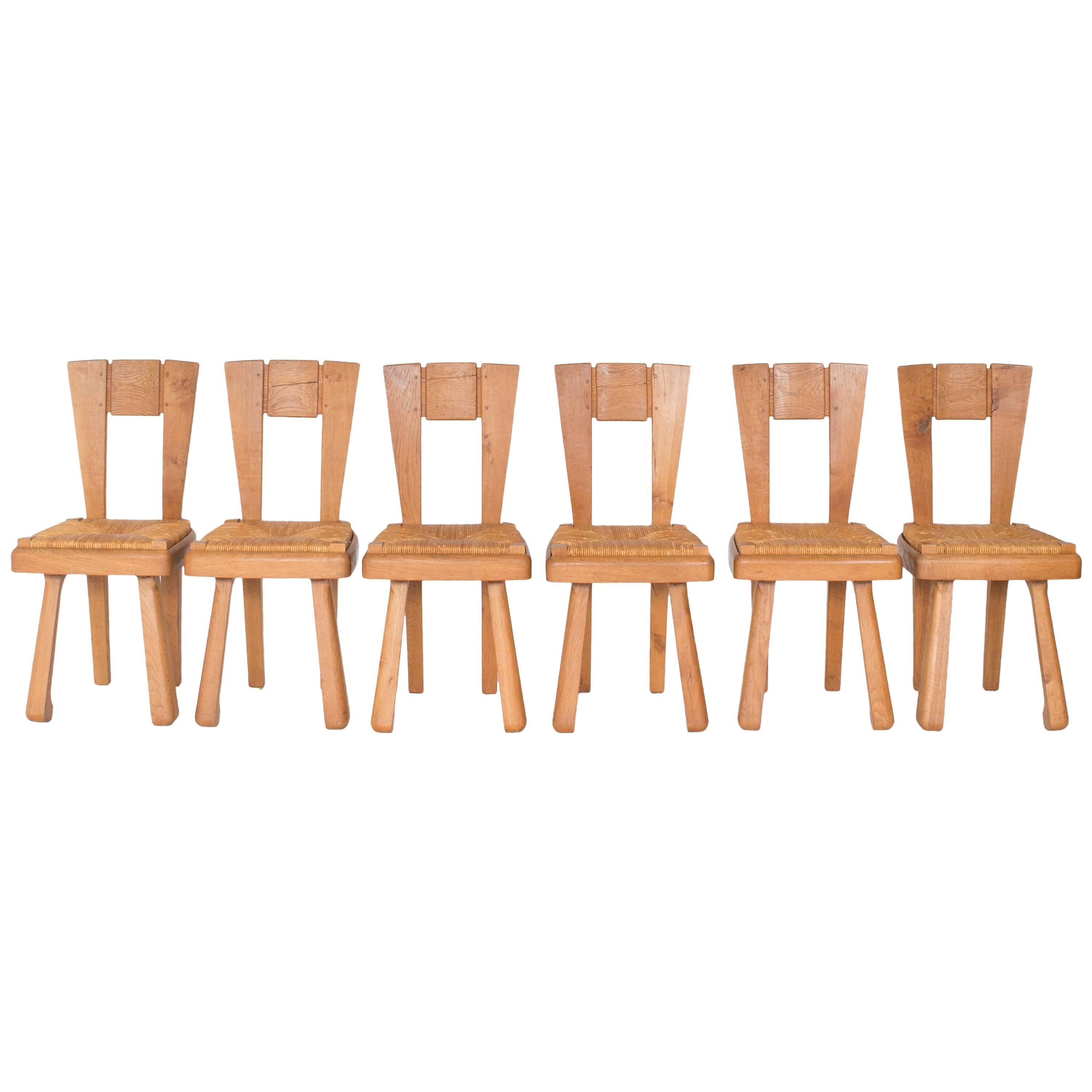 Set of Six Dining Chairs in the Style of Guillerme & Chambron