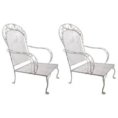 Pair of Iron Garden Patio Lounge Chairs Attributed to Woodard