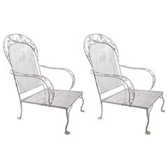 Pair of Iron Garden Patio Lounge Chairs Attributed to Woodard 8