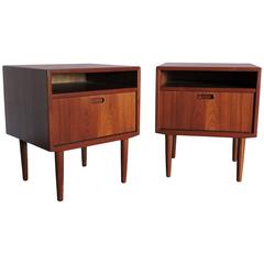 Pair of Danish Modern Teak Nightstands by Falster