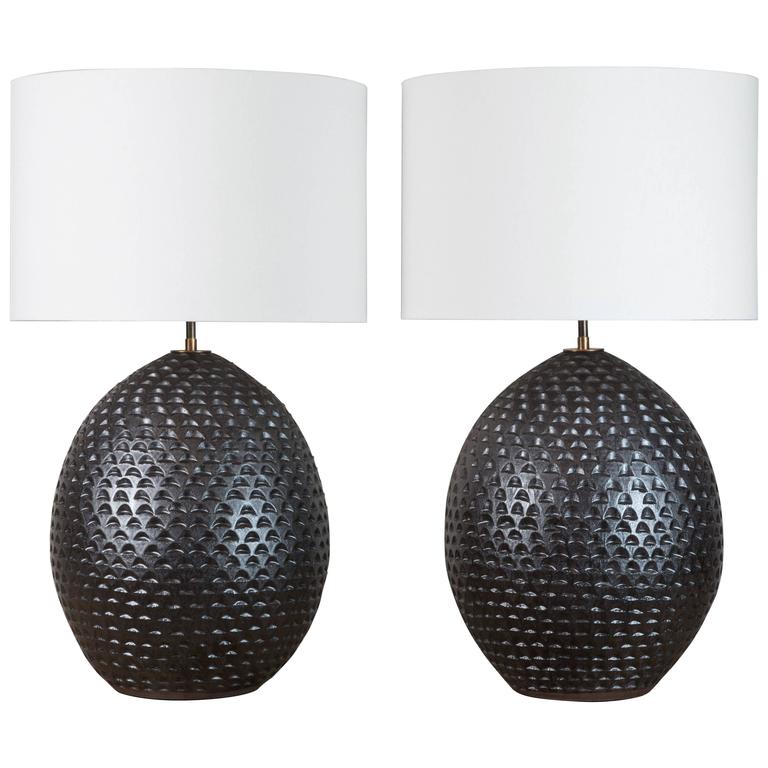 Pair of Large Ceramic Pod Lamps by Victoria Morris For Sale at 1stdibs