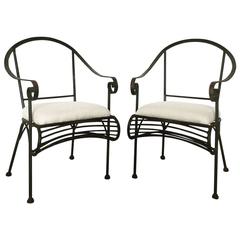 Vintage Pair of French Wrought Iron Chairs