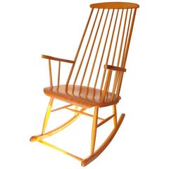 Midcentury/1960s Rocking Chair by Ilmari Tapiovaara Beech frame Bent ply seat