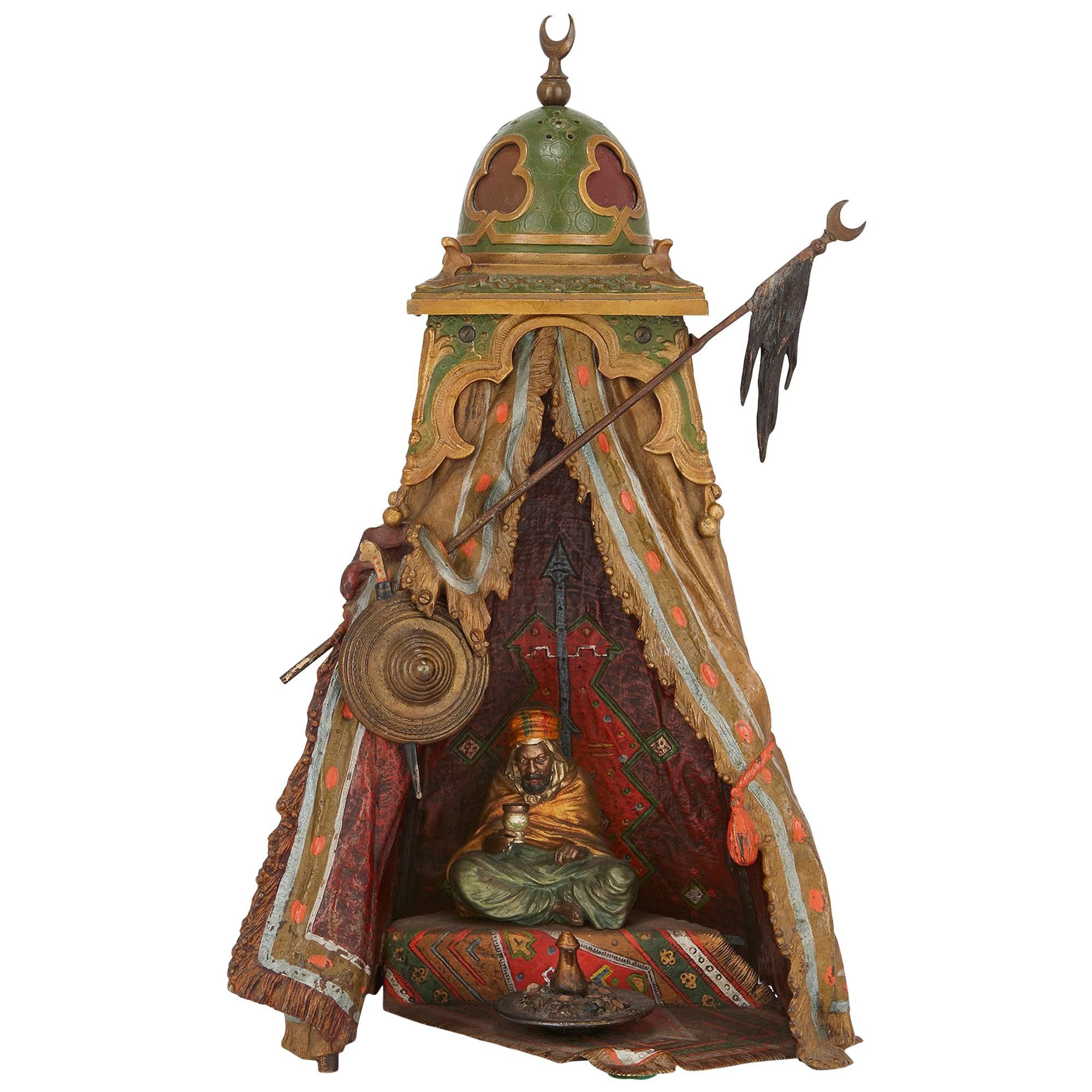 Viennese Cold Painted Bronze Orientalist Lamp by Bergman