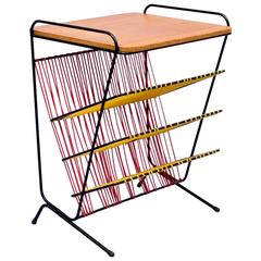 Vintage Witty 1950s Side Table or Newspaper Rack