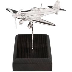 Silver Scale Model Supermarine Spitfire Desk Piece Aeroplane  