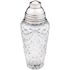 Silver-plate Cut Crystal Glass Cocktail Shaker