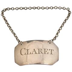 George III Provincial Silver Wine Label 'Claret'