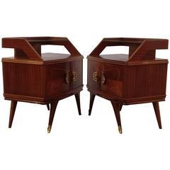 Vintage Pair of Italian Bedside Tables Nightstands Attributed to Gio Ponti, 1940