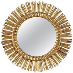 1970s Circular Gilded Wood Mirror