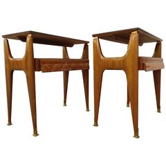 Vintage Pair of Italian Rosewood Nightstands or Side Tables Paolo Buffa, 1950