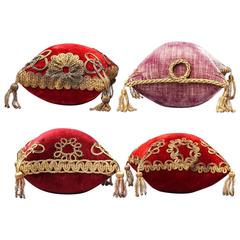 Four 19th Century French Silk Velvet Marriage Cushions 1