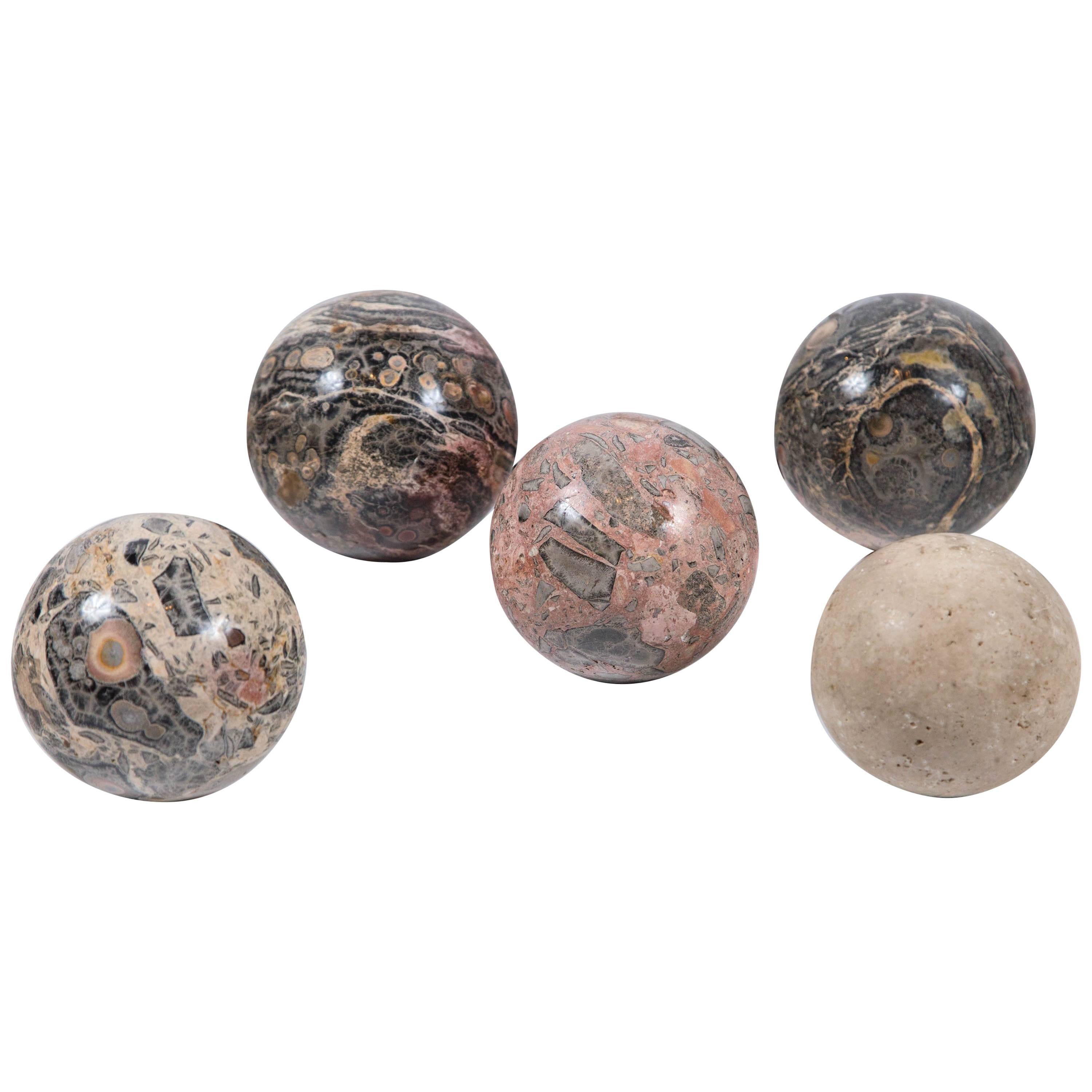 Set of Five Polished Marble Spheres, Italy, circa 1950s