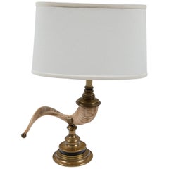 Vintage Ram's Horn Table Lamp, 20th Century