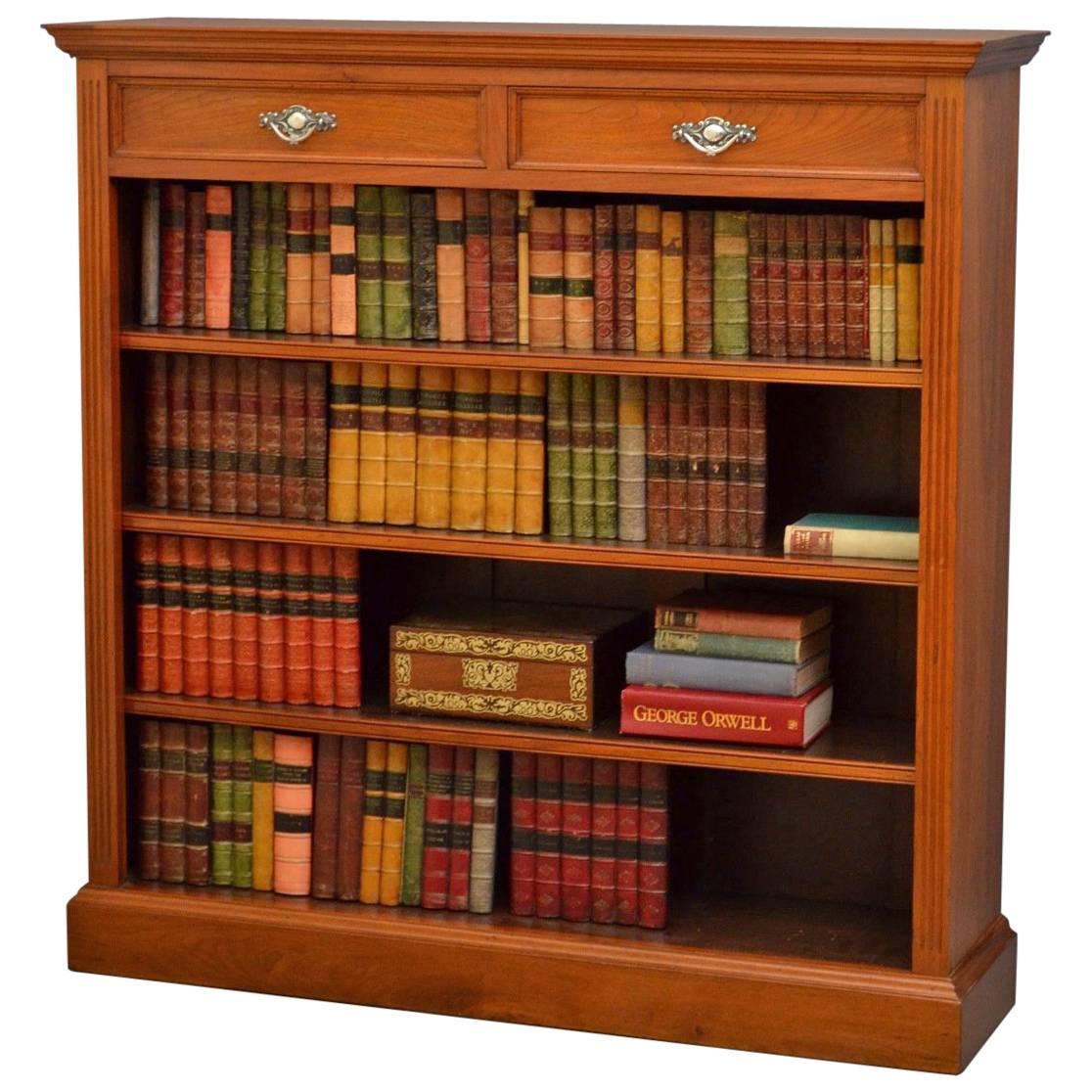 Victorian Solid Walnut Open Bookcase by Maple & Co