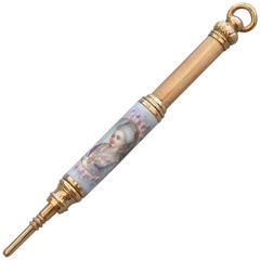 Antique French Gold and Enamel Telescopic Propelling Pencil