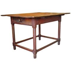 Red-Painted Stretcher Base Table