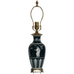 Early 20th Century Cobalt Blue Porcelain Vase Wired as a Lamp