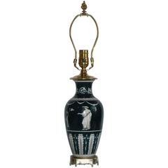 Early 20th Century Cobalt Blue Porcelain Vase Wired as a Lamp 5