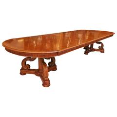 Large Oval Dining Table, Rectangular with Rounded Ends in Fruitwood Finish