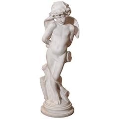 Marble Sculpture by Denise Delavigne "Cupid Bound" Signed on Base