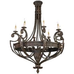 Large Painted Iron Chandelier 9