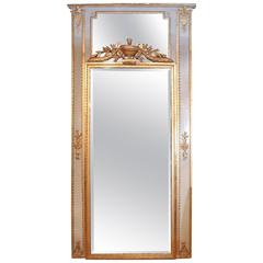Large French Floor/Pier Mirror with Parcel Paint and Gilt Wood in Antique Frame 11