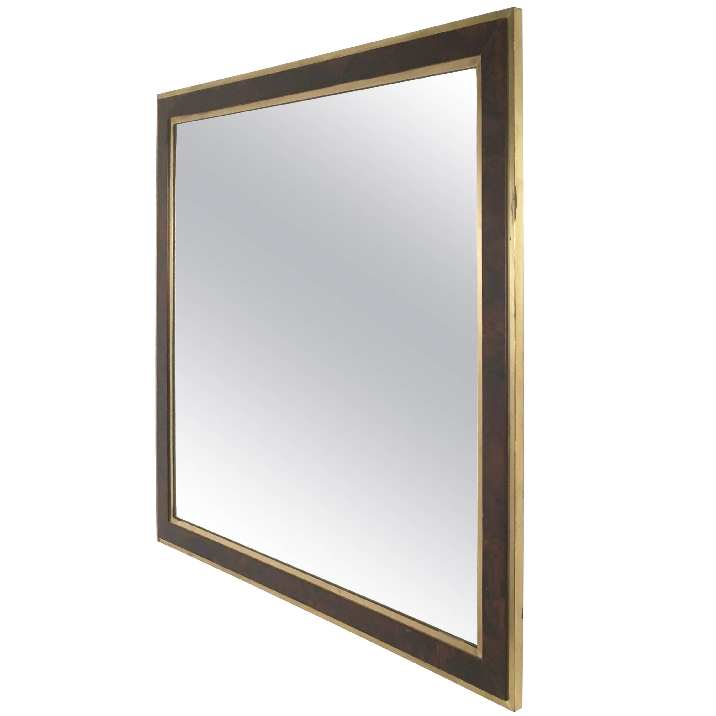 Brass and Briar-Root Wall Mirror, Italy, 1970s