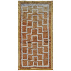 Retro Mid-Century Turkish Tulu Large Rug with Connected Tribal Pattern