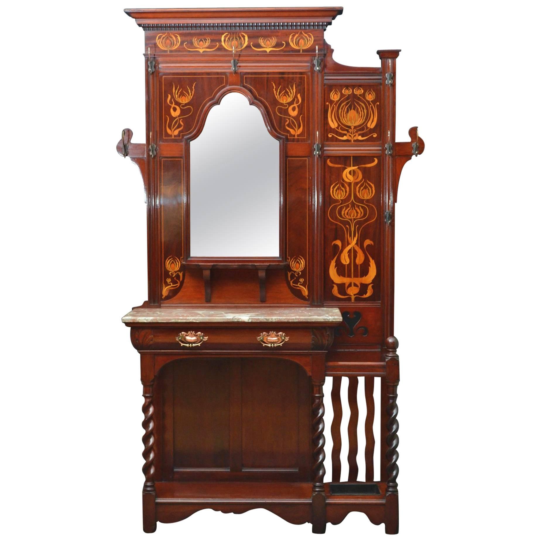 Art Nouveau Mahogany Hall Stand by J. Shoolbred